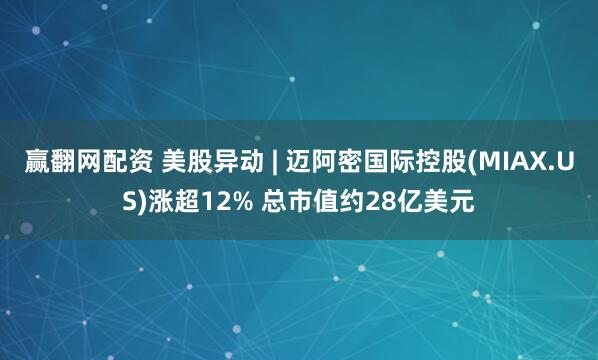 赢翻网配资 美股异动 | 迈阿密国际控股(MIAX.US)涨超12% 总市值约28亿美元