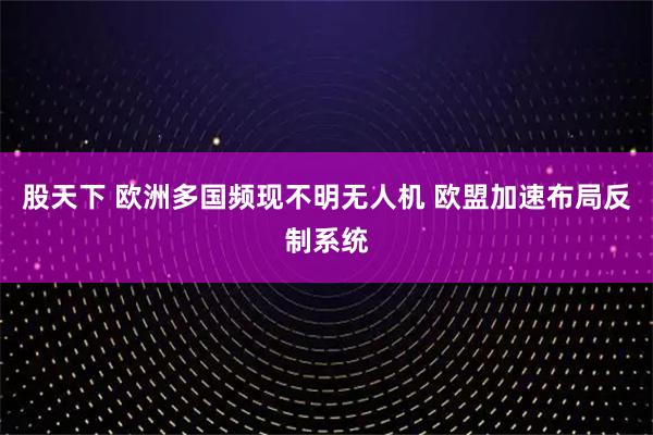股天下 欧洲多国频现不明无人机 欧盟加速布局反制系统